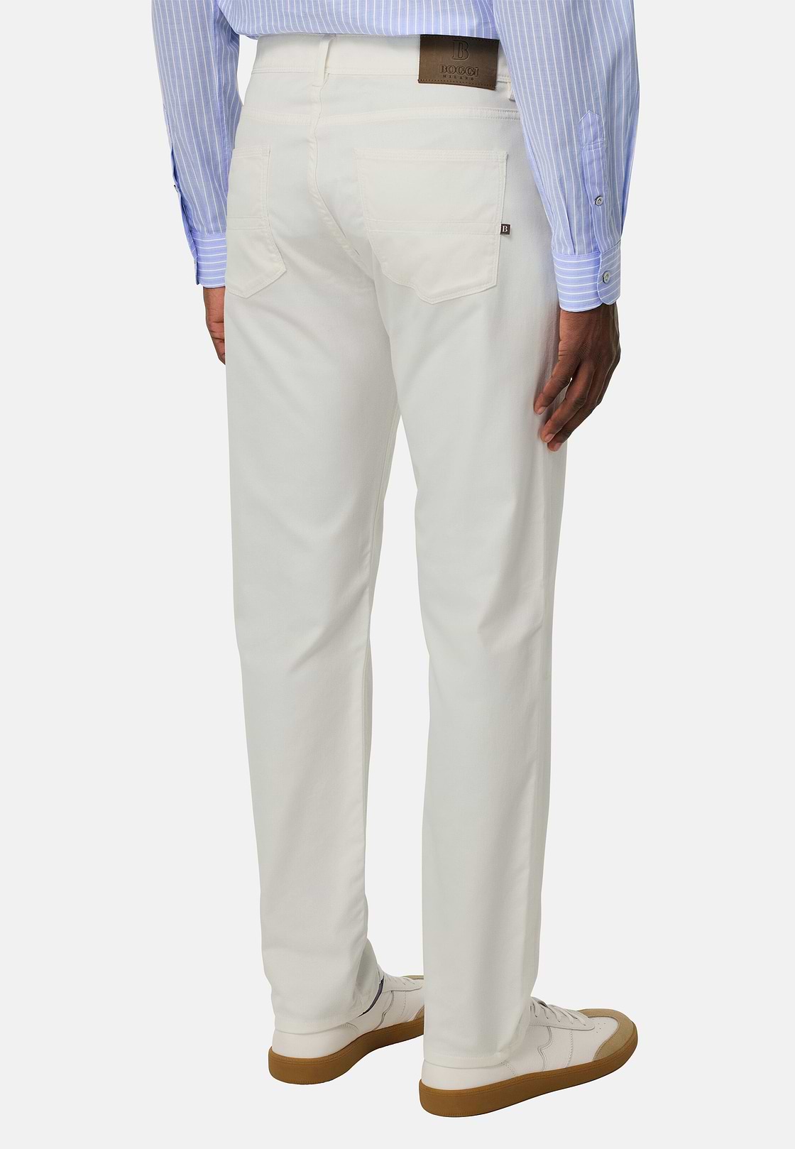 Jeans In Cotone Tencel Elasticizzato, Bianco, hi-res