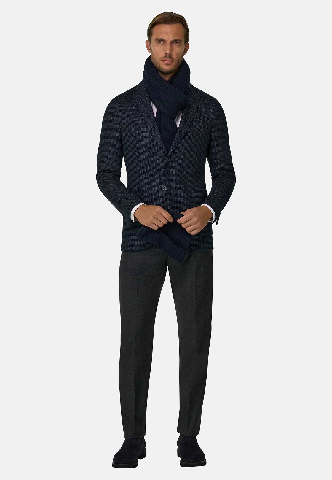 Blazer Micro Patterned Cotton Blend B Jersey, Navy blue, hi-res, 2