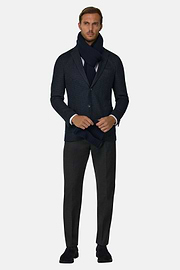 Blazer Micro Patterned Cotton Blend B Jersey, Navy blue, thumb, 2