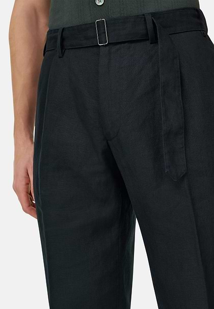 Hose Aus Leinen, Schwarz, hi-res