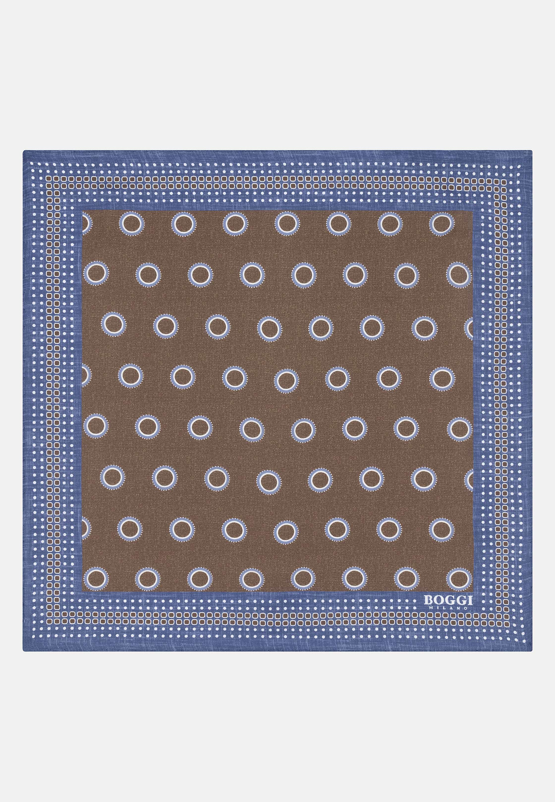 Silk Pocket Square With Medallions Pattern, Taupe, hi-res, 2