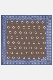Silk Pocket Square With Medallions Pattern, Taupe, thumb, 2