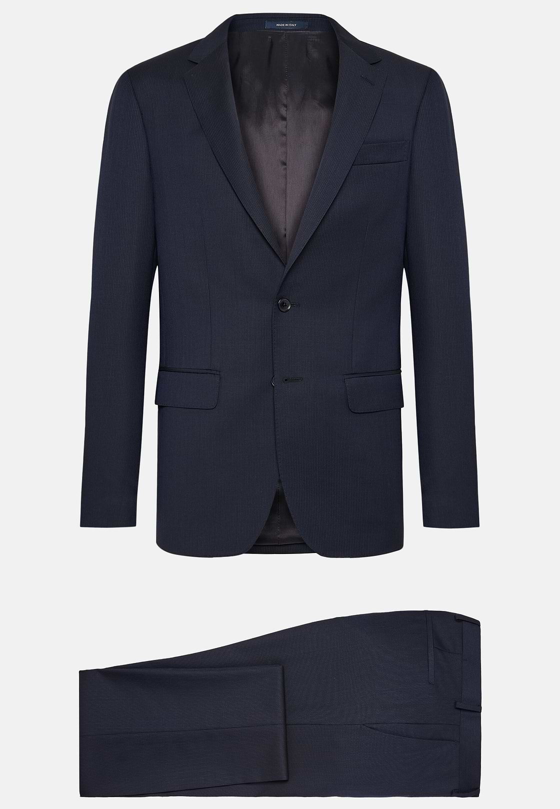 Navy Blue Pinstripe Wool Suit, Navy blue, hi-res