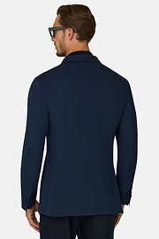 Blazer Double-Breasted Structured Stretch Nylon B Tech, Navy blue, thumb, 4