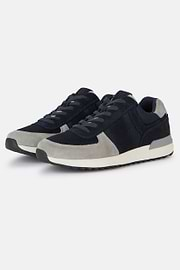 Tec Fabric Leather Sneakers Running, Navy blue, hi-res