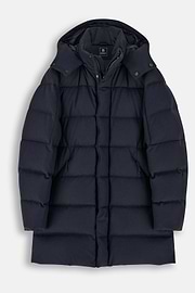 Parka Padded Wool Blend with Goose Down, Navy blue, thumb, 6