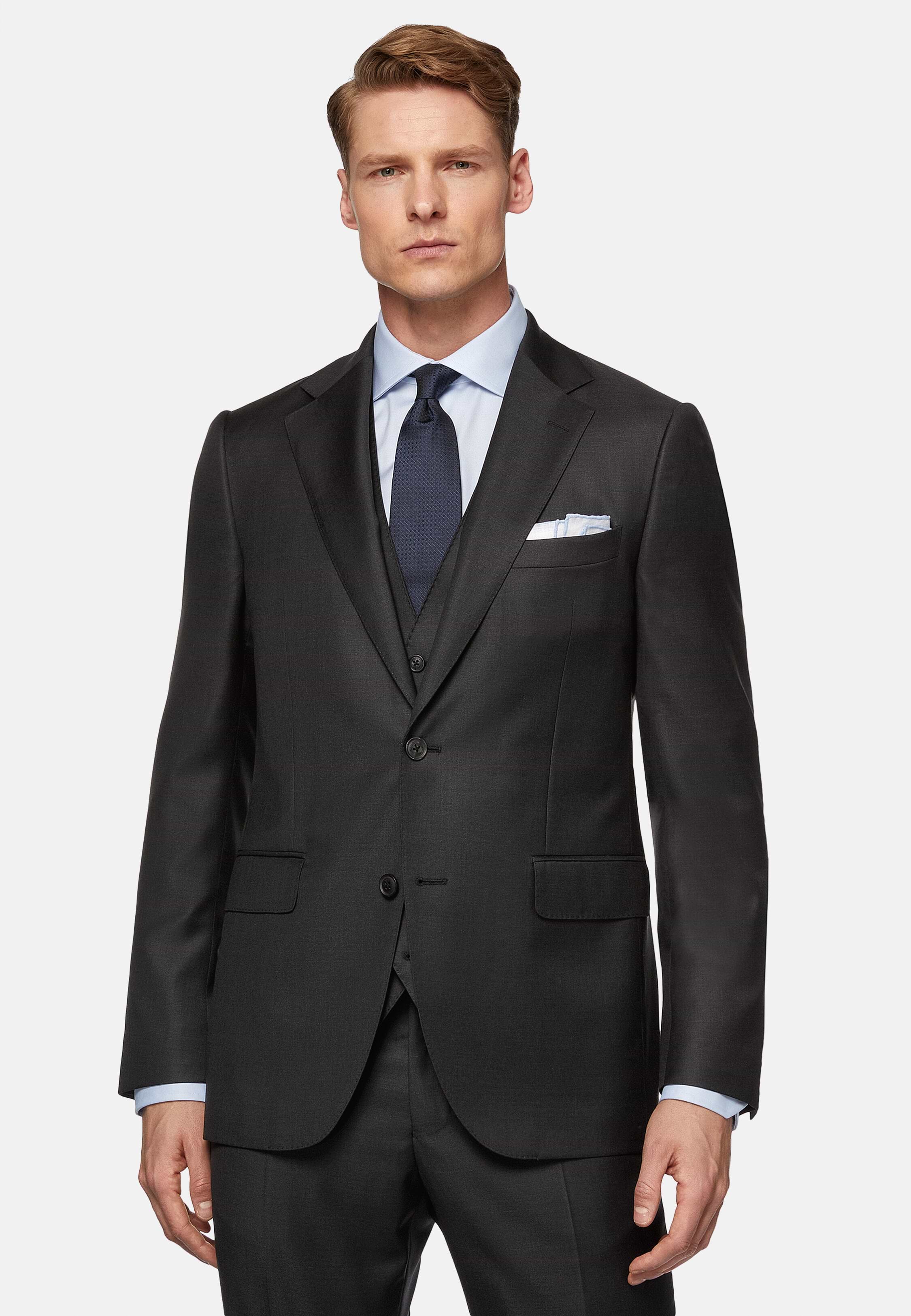 Men's Charcoal Grey Suit in Super 130 Wool, Charcoal | Boggi Milano