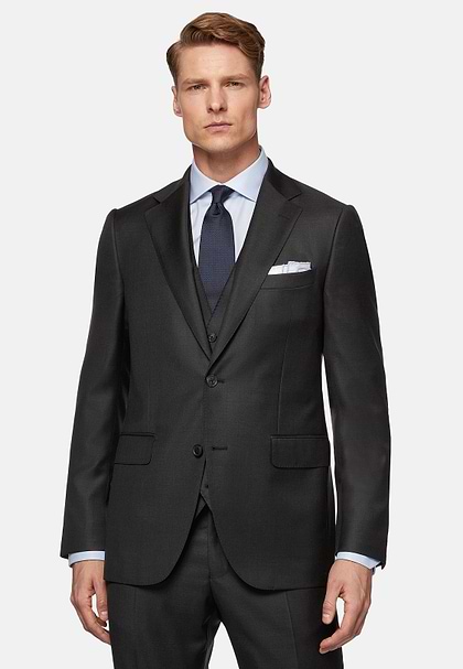Charcoal Grey Super 130 Wool Jacket, Charcoal, hi-res