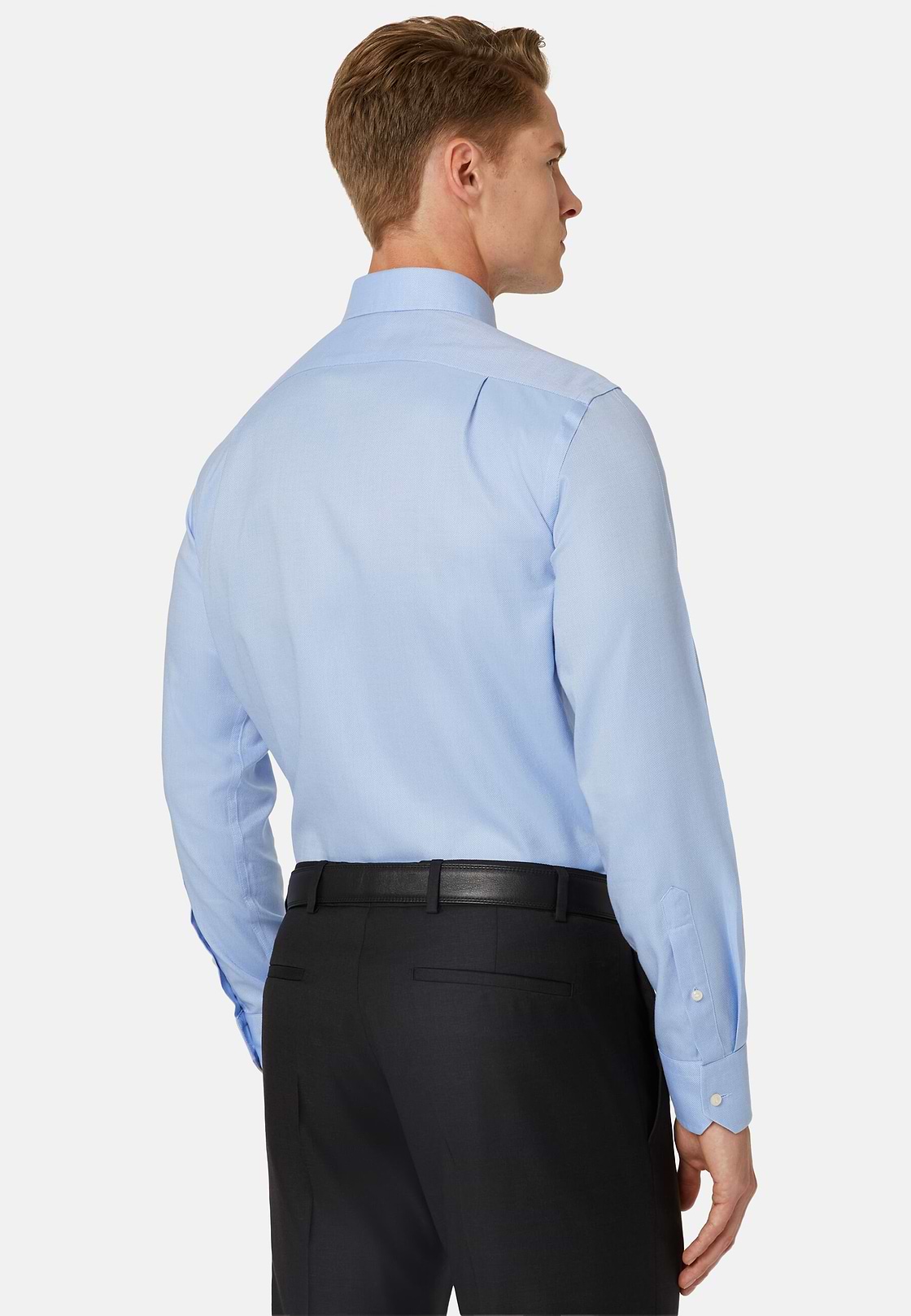 Regular Fit Sky Blue Cotton Dobby Shirt, Light Blu, hi-res