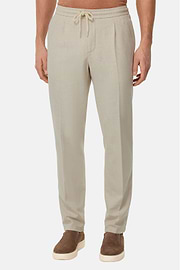 City Trousers in Cotton and Linen, Sand, hi-res