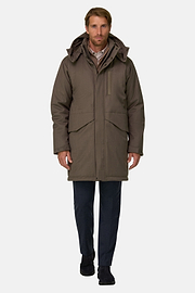 Long Jacket in Technical Wool, Brown, thumb, 2