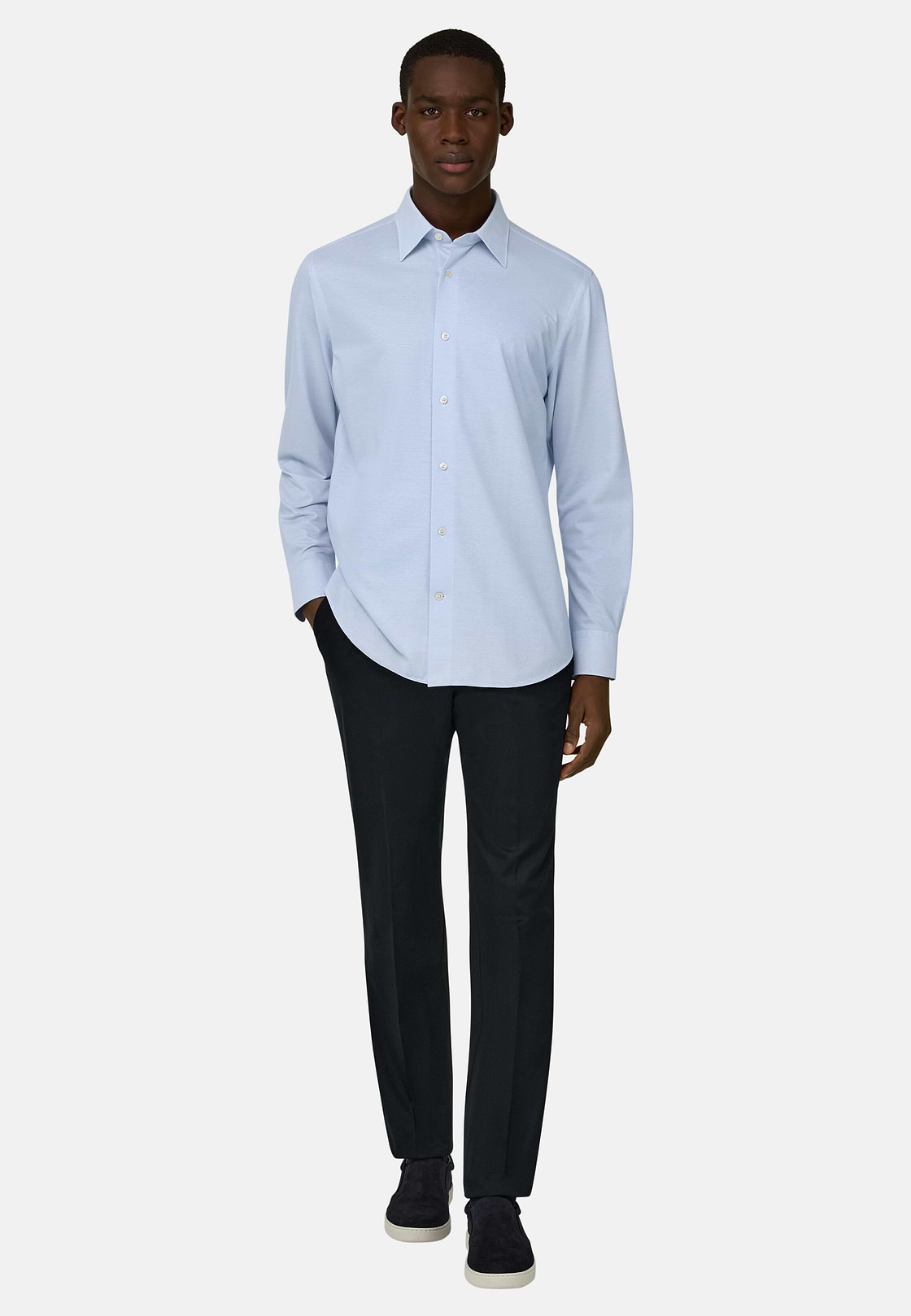 Polohemd Aus Japanischem Jersey Regular Fit, Hellblau, hi-res, 2