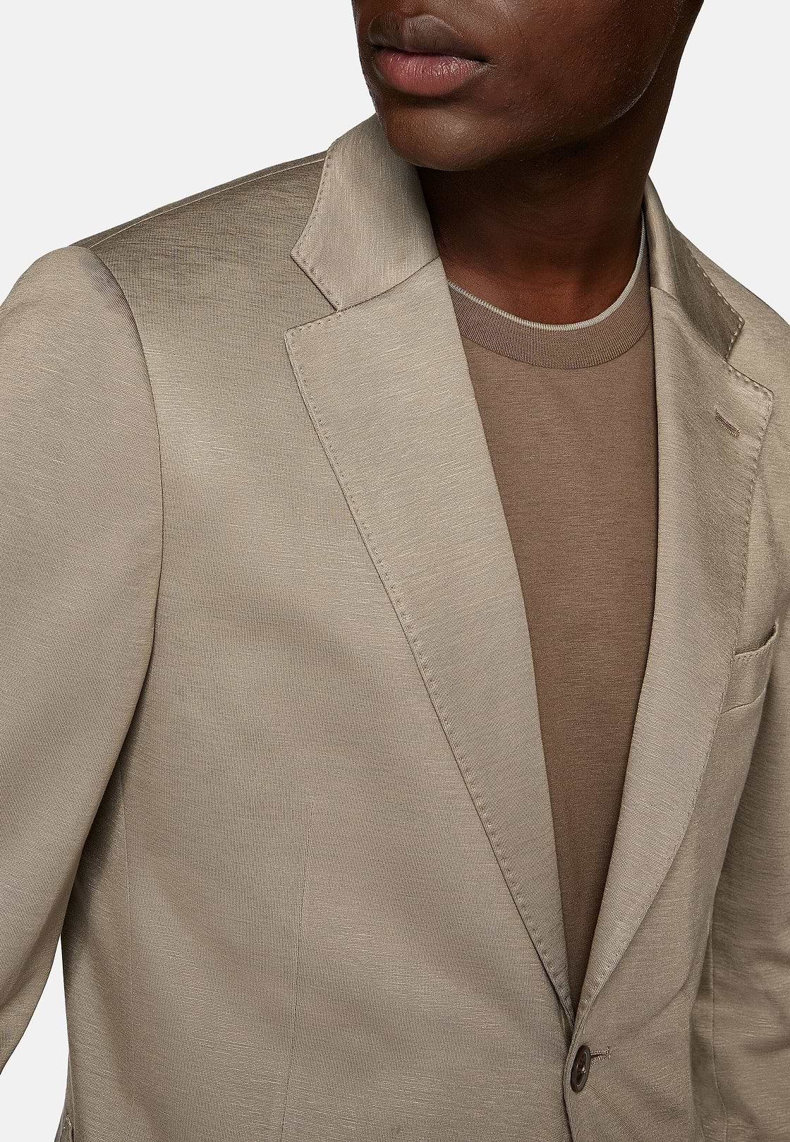 Dove Grey B Jersey Jacket in a Cotton, Cashmere And Tencel Blend, Taupe, hi-res