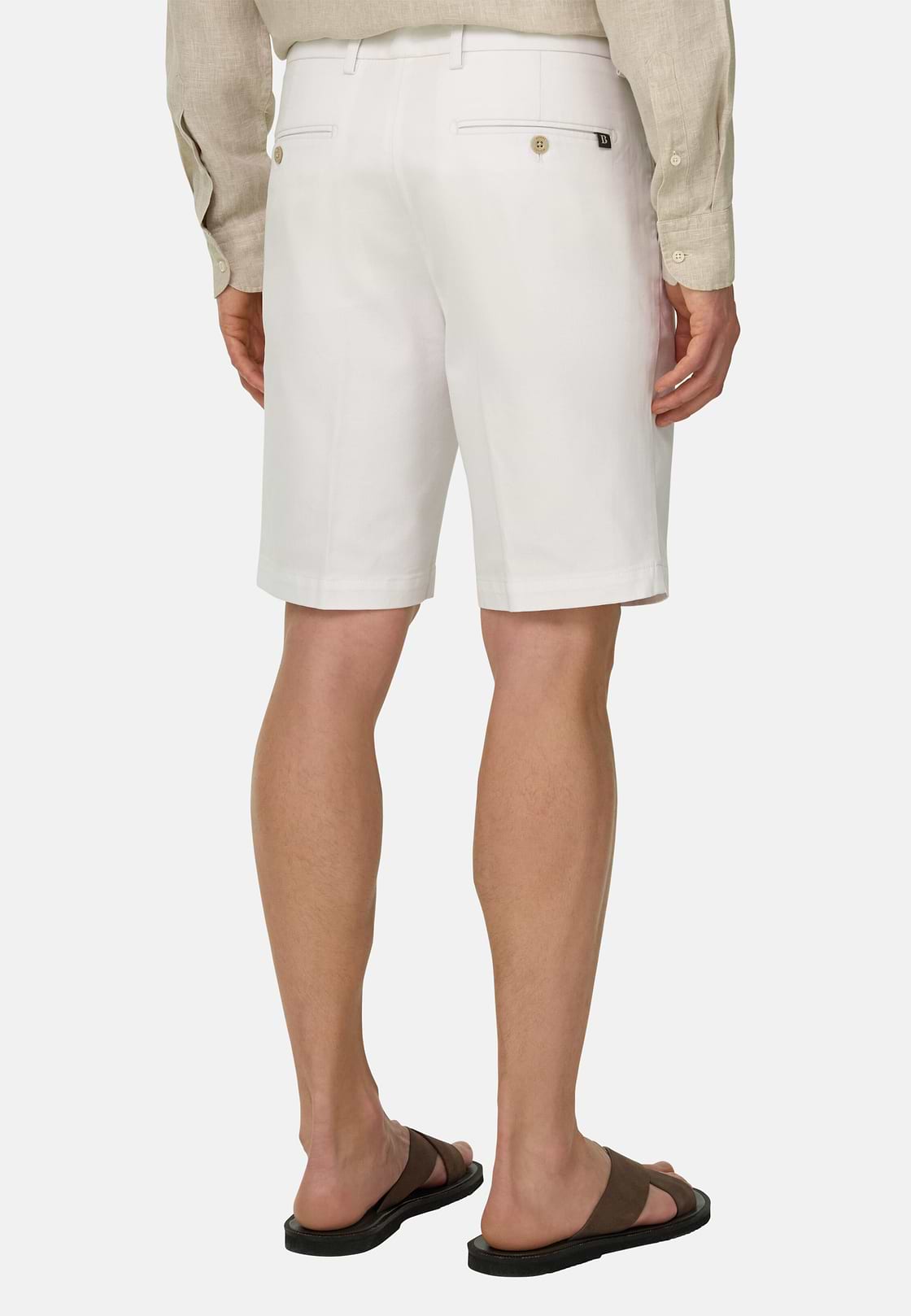 Bermuda In Cotone Tencel Elasticizzato, Bianco, hi-res, 3