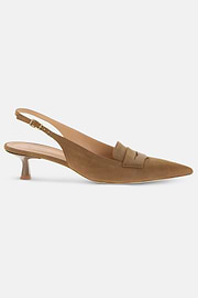 Slingback Schoenen van Leer, Brown, thumb, 1