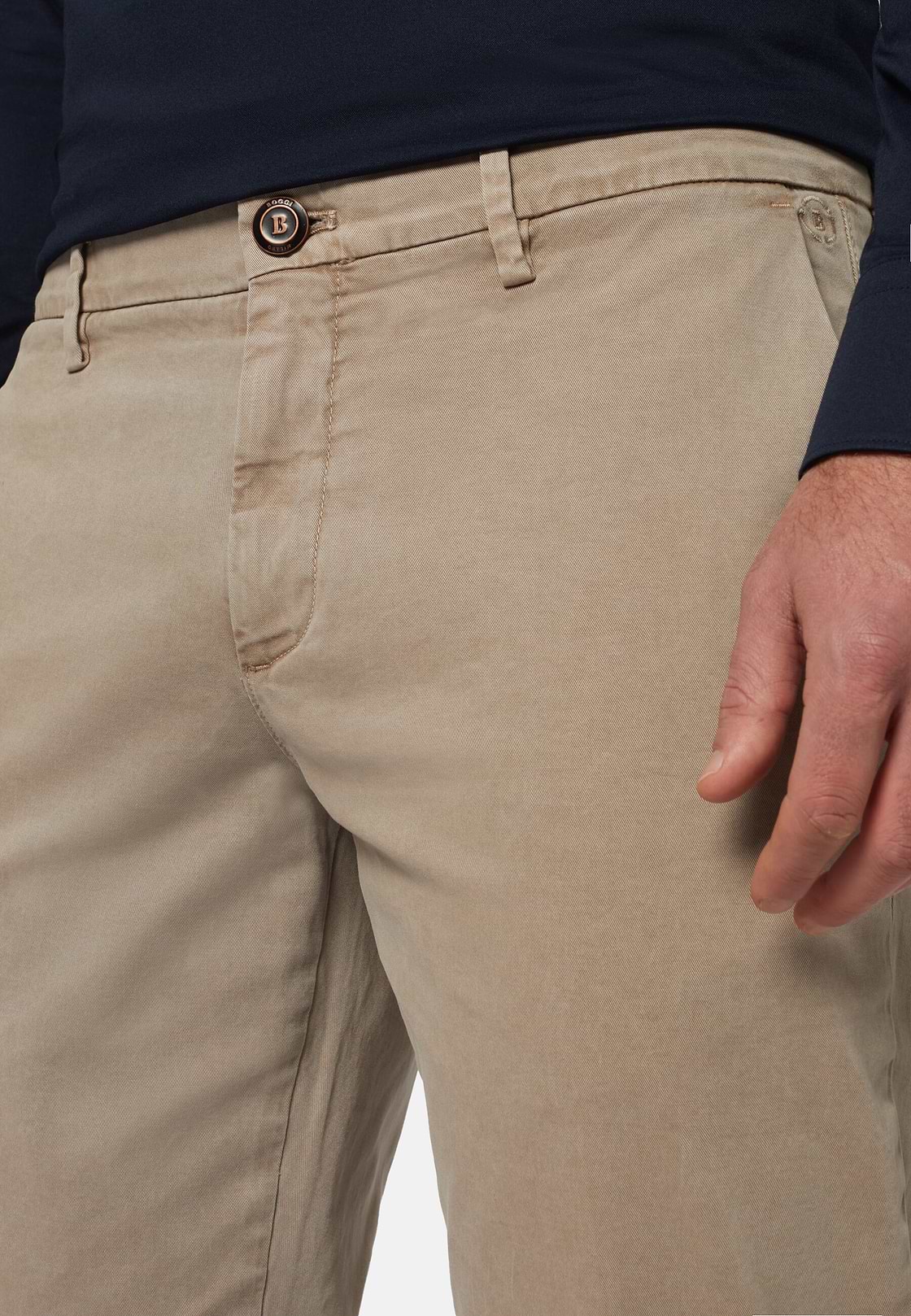 Pantaloni In Cotone Elasticizzato, Taupe, hi-res