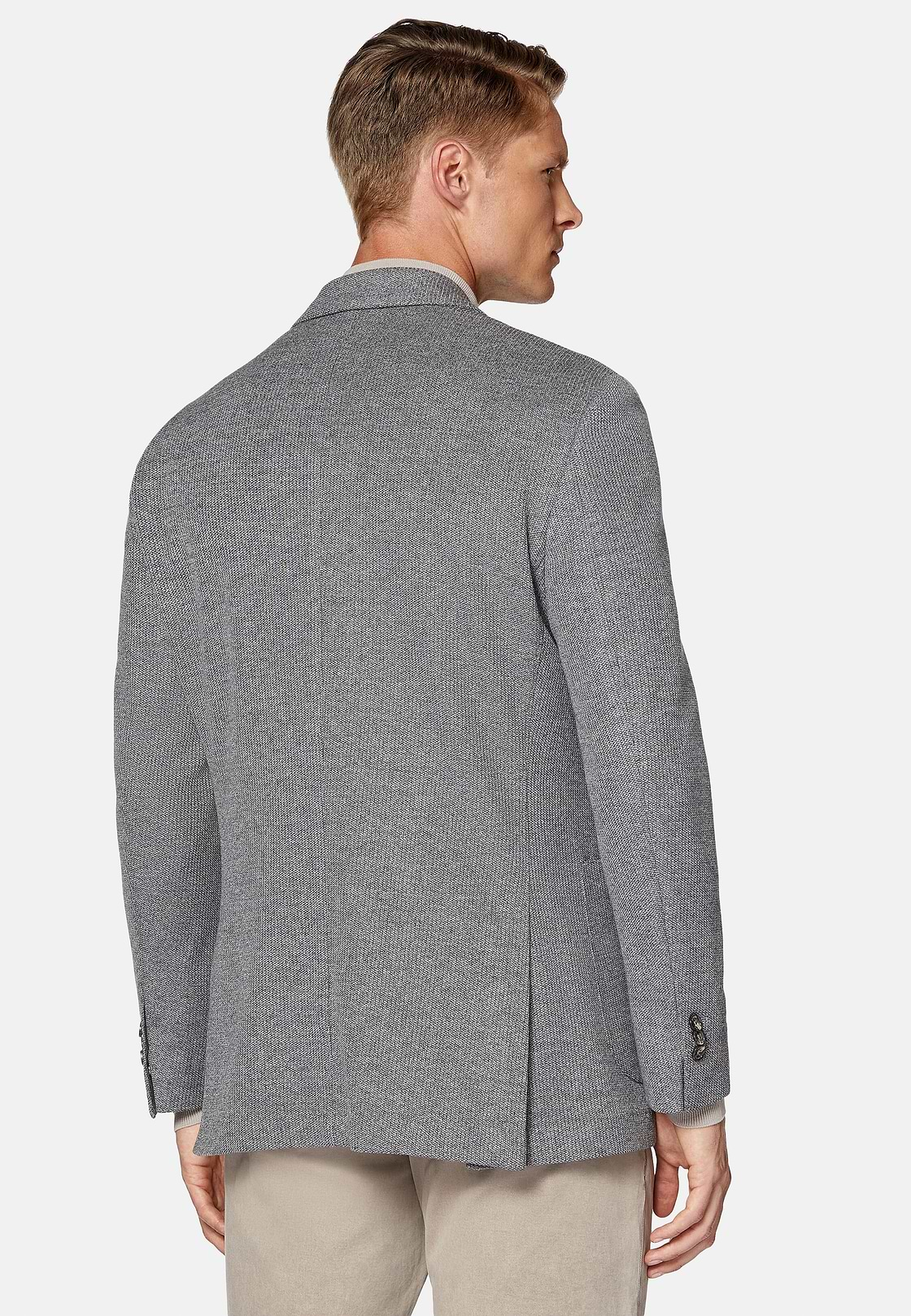 B Jersey Grey Jacket In Cotton, Wool and Polyester, Grey, hi-res