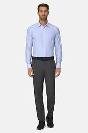 Polo Camicia a Righe in Jersey Giapponese Regular Fit, Azzurro, thumb, 2