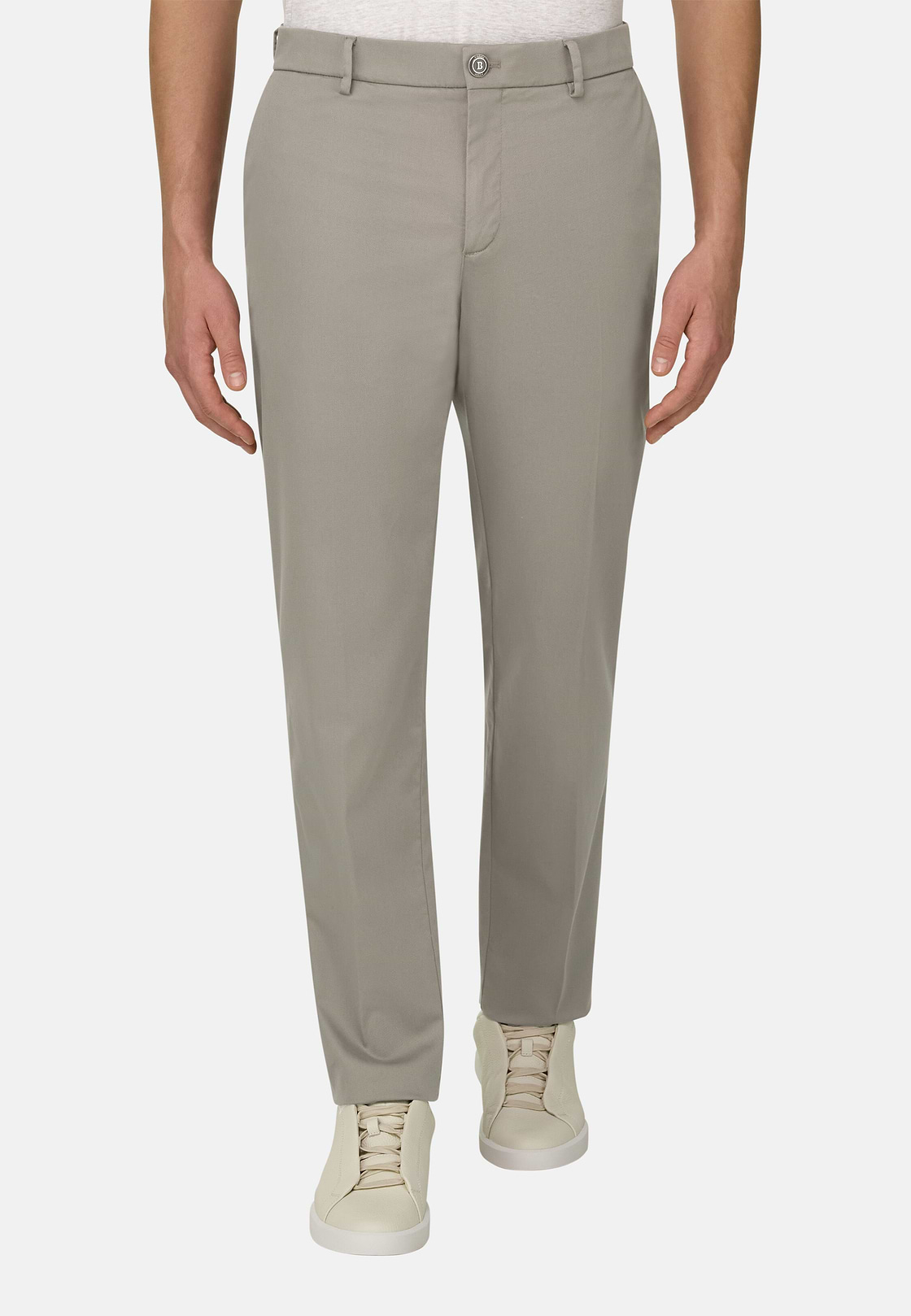 Pantalon En Coton Tencel Extensible, Vert Clair, hi-res, 1
