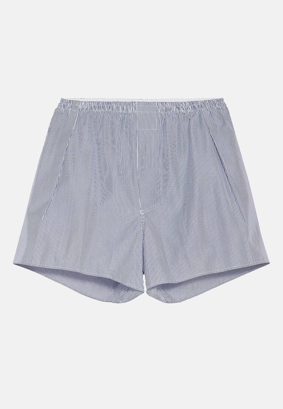 Blue Striped Cotton Boxer Shorts, Stripe blue, hi-res