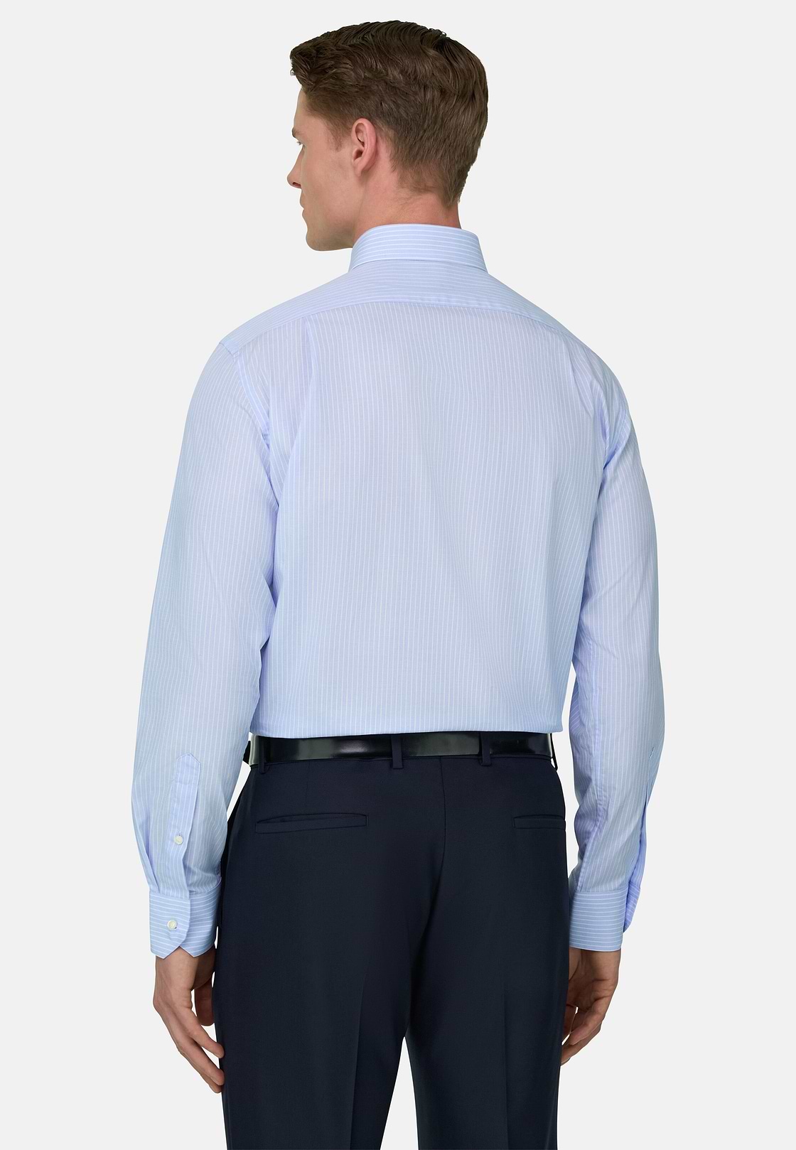 Camicia A Righe In Cotone Regular Fit, Azzurro, hi-res, 3