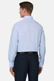 Camicia A Righe In Cotone Regular Fit, Azzurro, thumb, 3