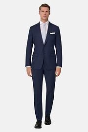 Traje con Microestampado De Lana Elástica, Azul, thumb, 2