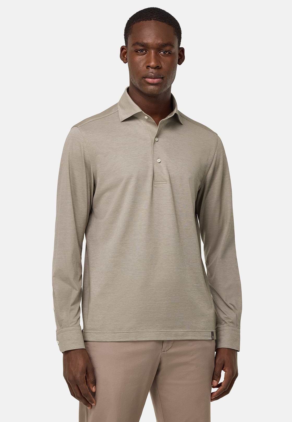 Japanese Jersey Polo Shirt, Taupe, hi-res