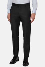 slim Fit Charcoal Grey Super 130 Wool Pants, Charcoal, hi-res