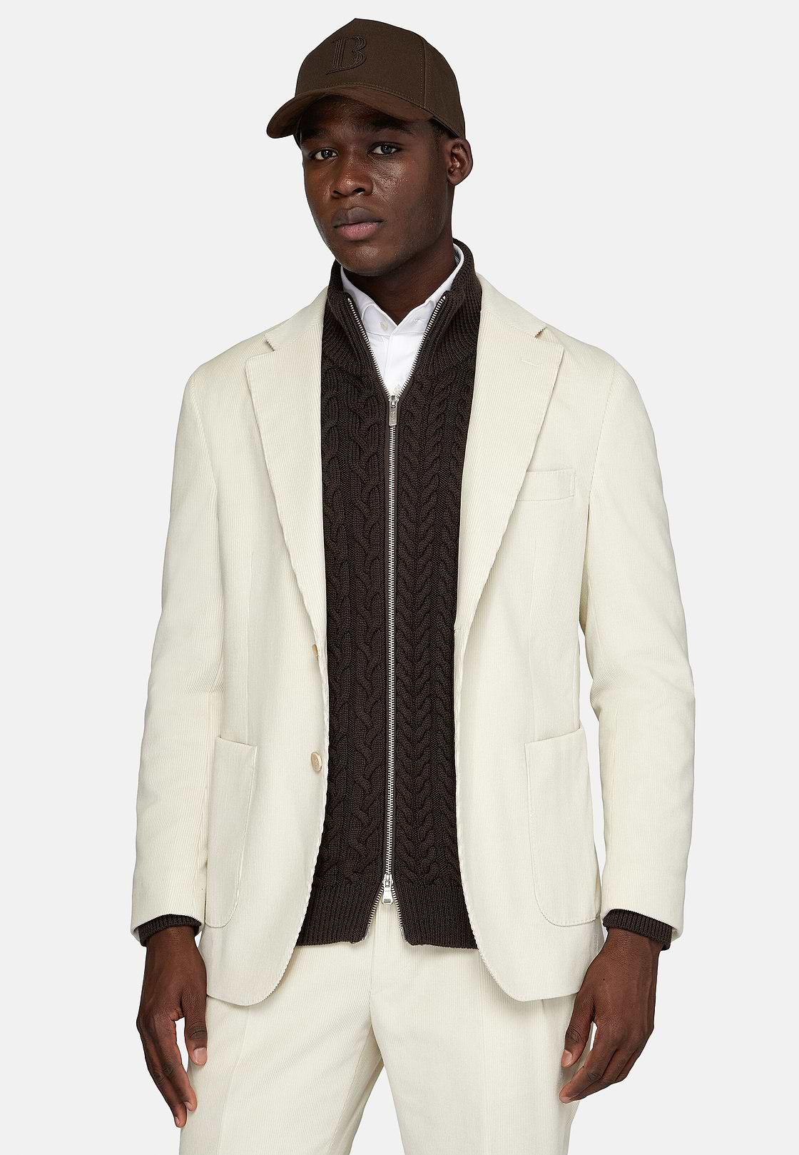 Cream Cotton Velvet Jacket, Cream, hi-res