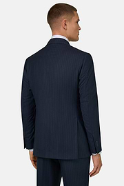 Garnitur z czystej wełny w prążki, Navy blue, thumb, 3