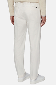 Pantalon en Coton Extensible avec Pinces, Blanc, hi-res