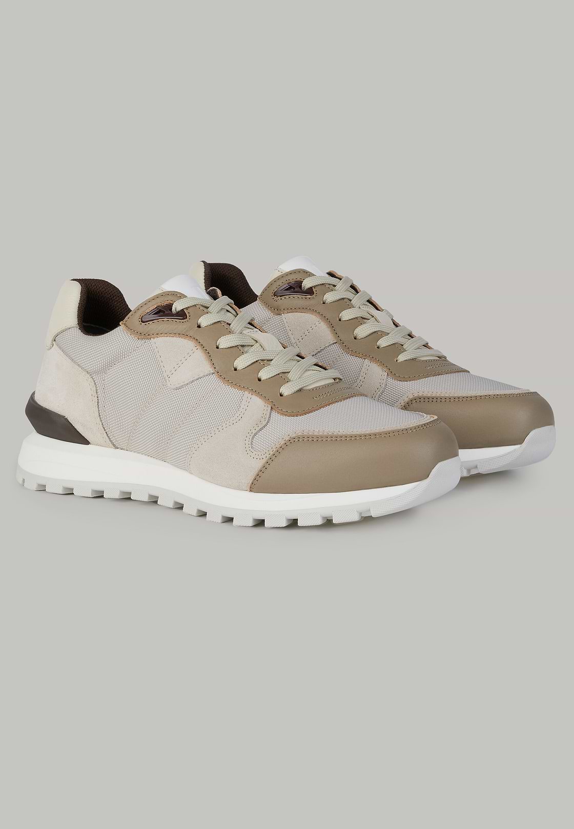Natural sneakers in technical fabric and leather, , hi-res, 2