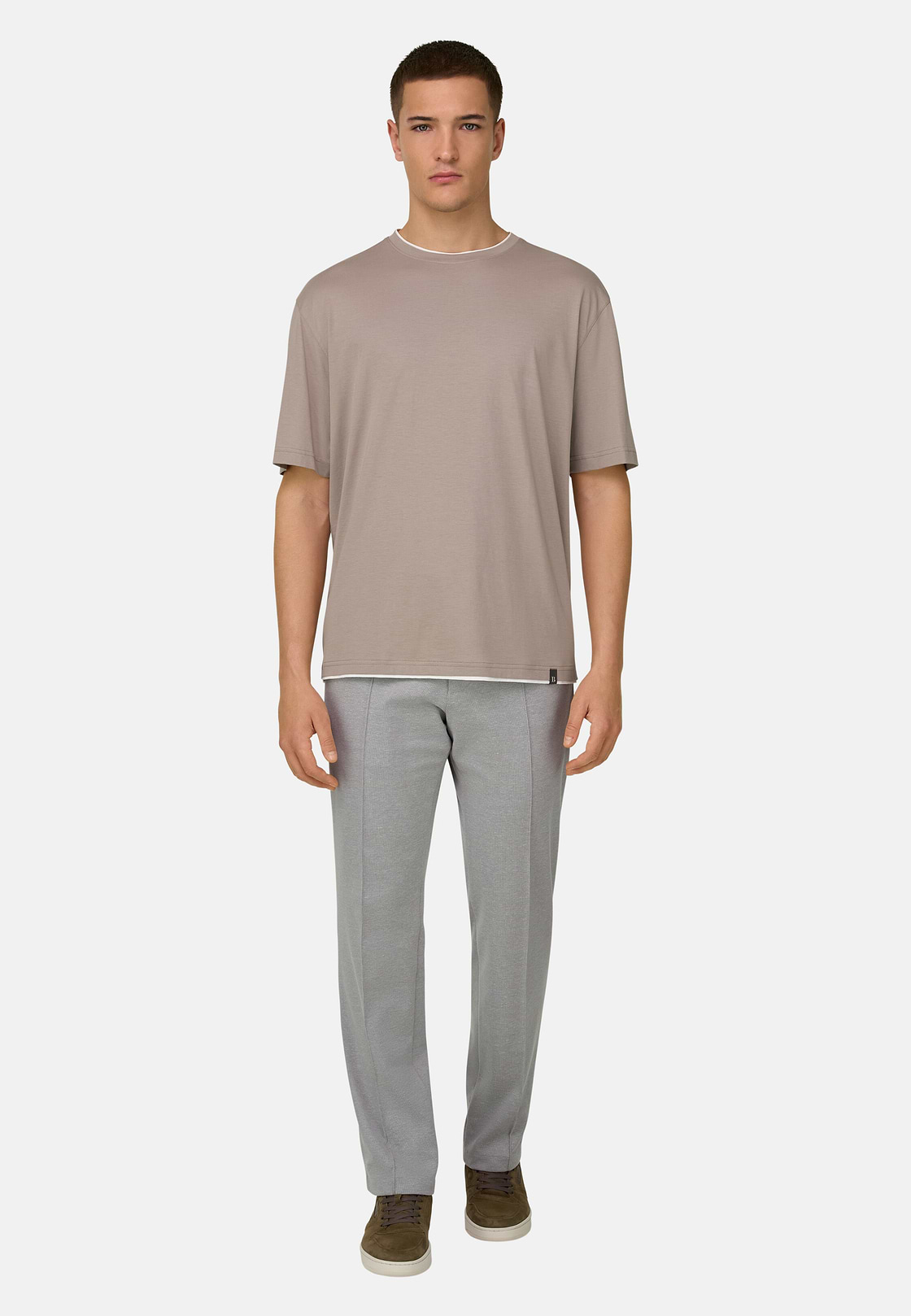 T-Shirt aus Pima-Baumwolle, Taupe, hi-res, 1