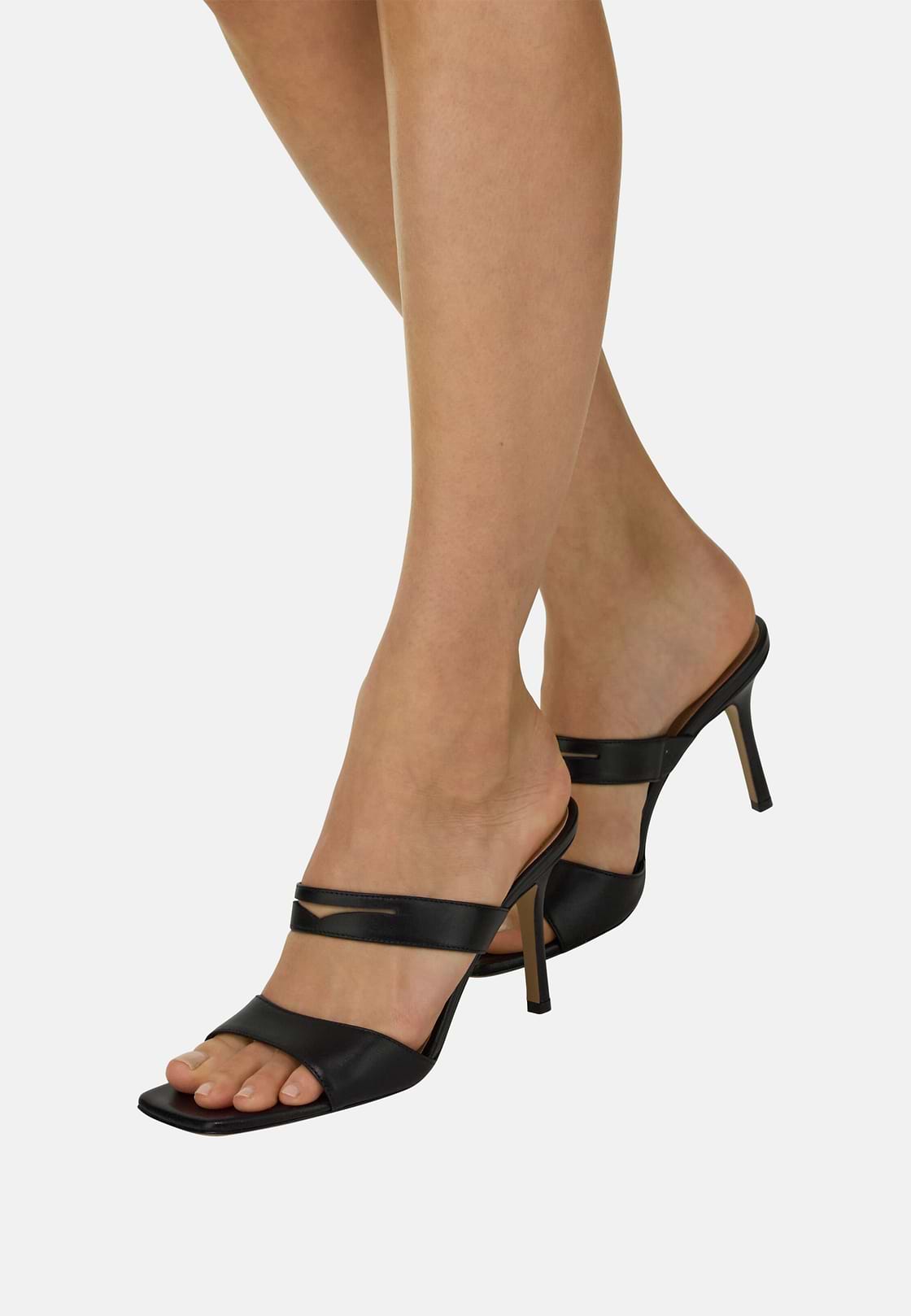 Leather Mules, Black, hi-res, 2