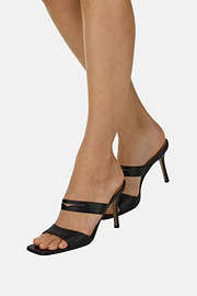 Leather Mules, Black, thumb, 2