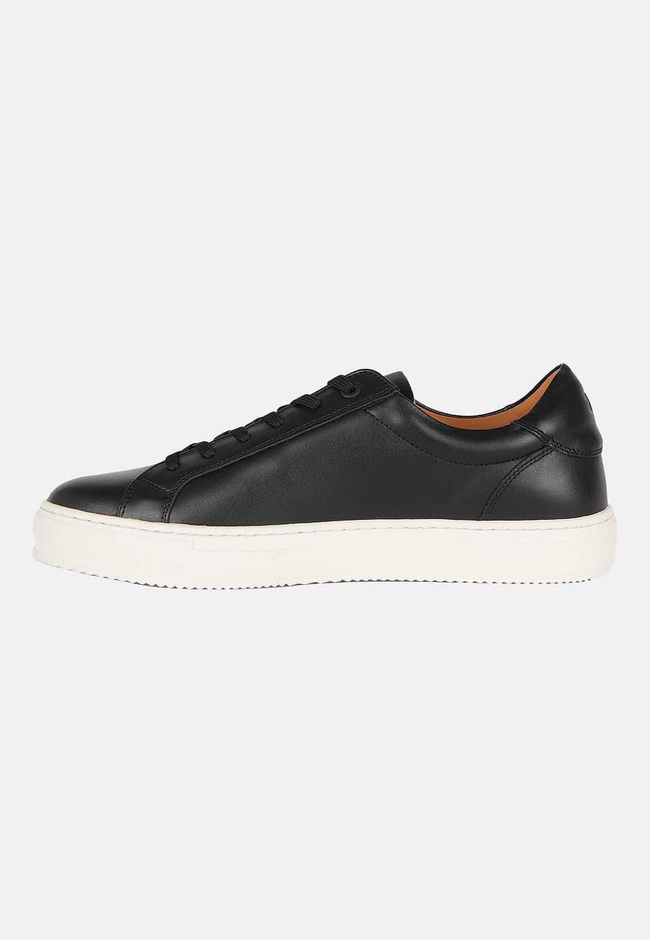 Schwarze Leder-sneaker, Schwarz, hi-res