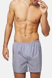 Blue Striped Cotton Boxer Shorts, Stripe blue, hi-res