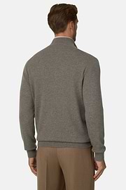 Quarter-Zip Jumper in Cashmere, Taupe, thumb, 4