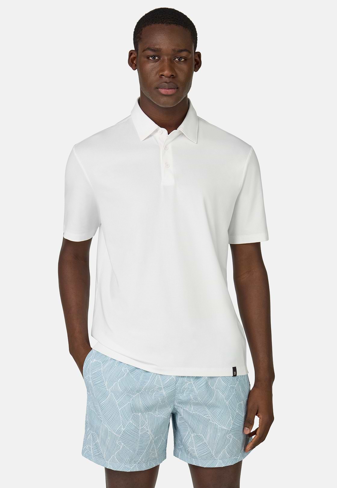 Polo Shirt In Stretch Supima Cotton, White, hi-res