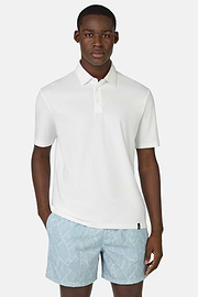 Polo Shirt In Stretch Supima Cotton, White, hi-res