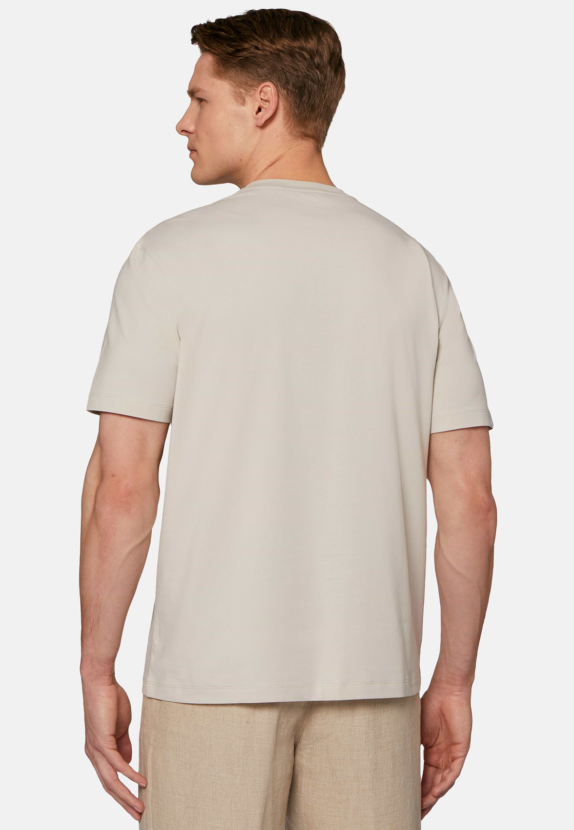 T-Shirt In Stretch Supima Cotton, Sand, hi-res