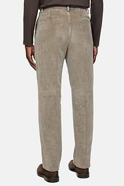 Broek van stretchfluweel, Taupe, hi-res