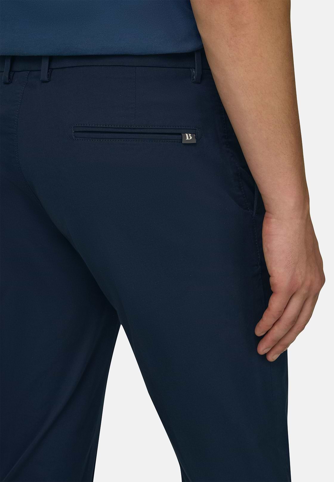 Stretch Cotton Trousers, Navy blue, hi-res, 5