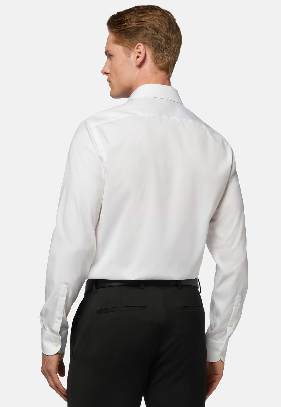 Slim Fit White Pinpoint Cotton Shirt, White, hi-res