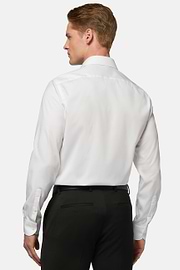 Slim Fit White Pinpoint Cotton Shirt, White, hi-res