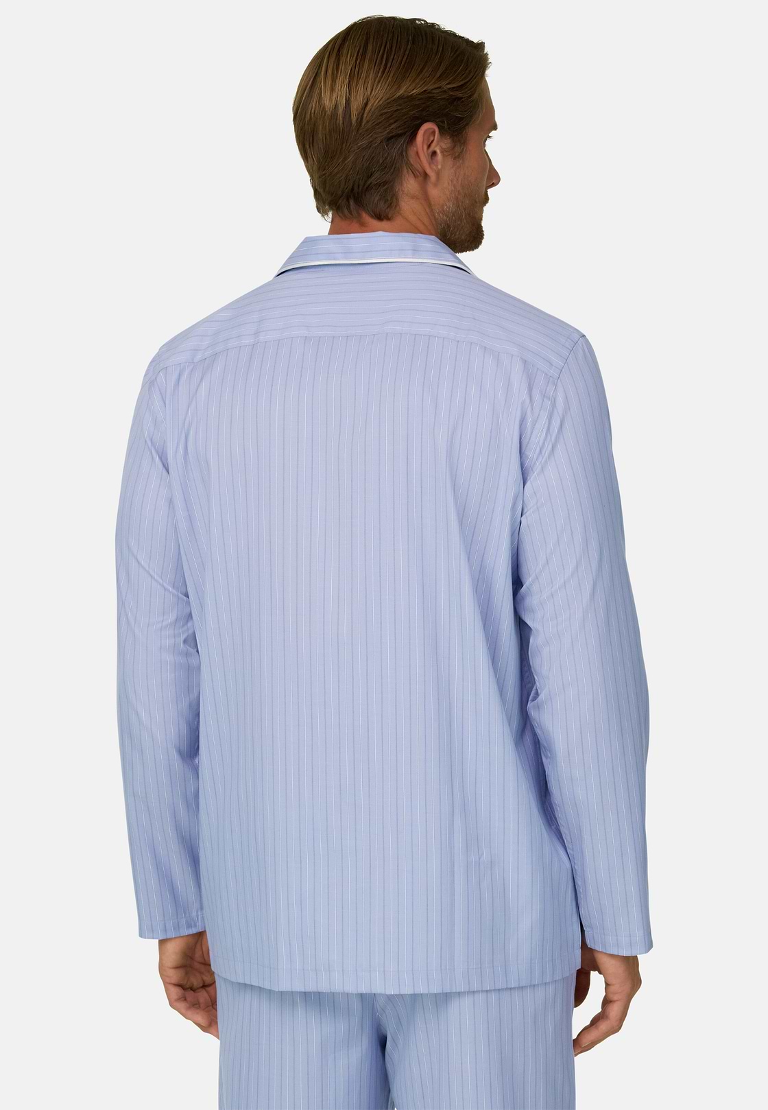 Pajama Pinstripe Cotton Silk, Medium Blue, hi-res, 3