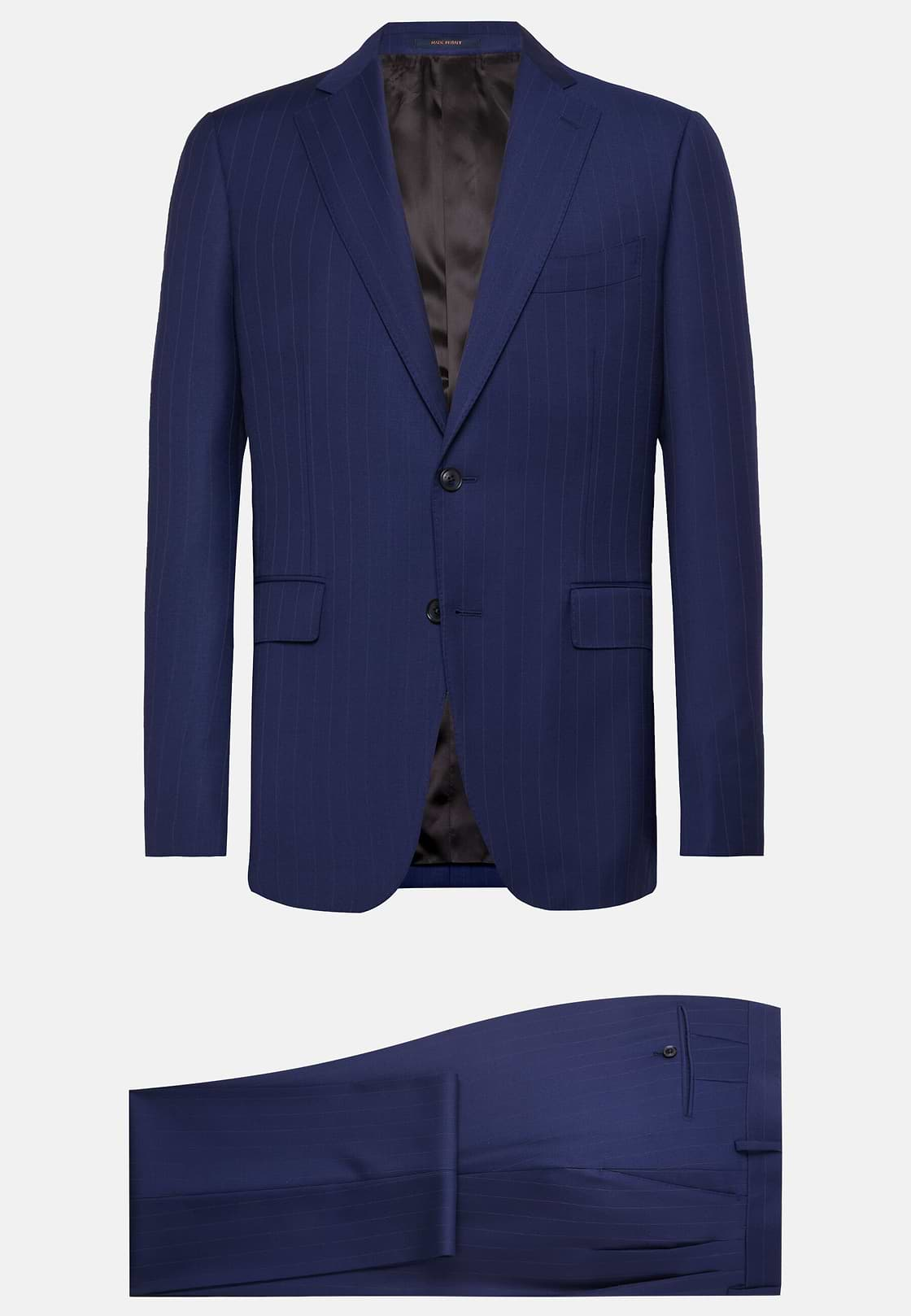 Royal Blue Pinstripe Suit In Super 130 Pure Wool, Royal blue, hi-res