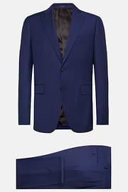 Royal Blue Pinstripe Suit In Super 130 Pure Wool, Royal blue, hi-res