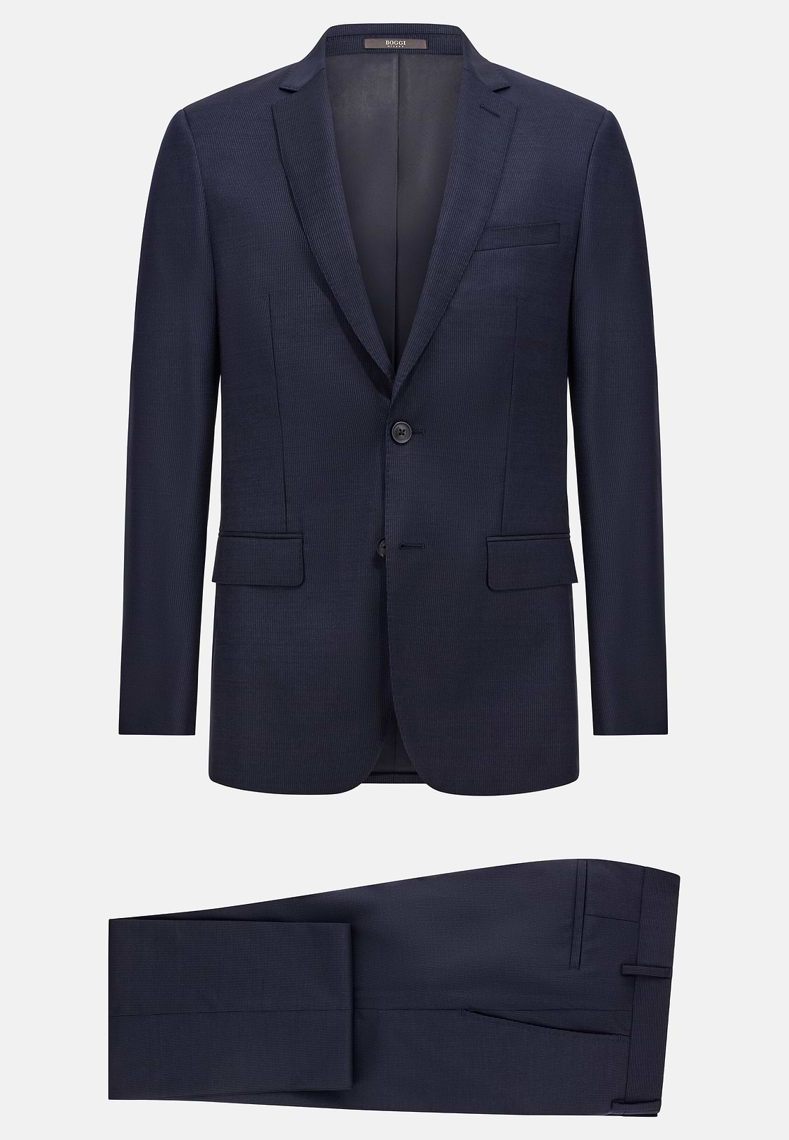 Fine Pinstripe Stretch Wool Suit, Navy blue, hi-res